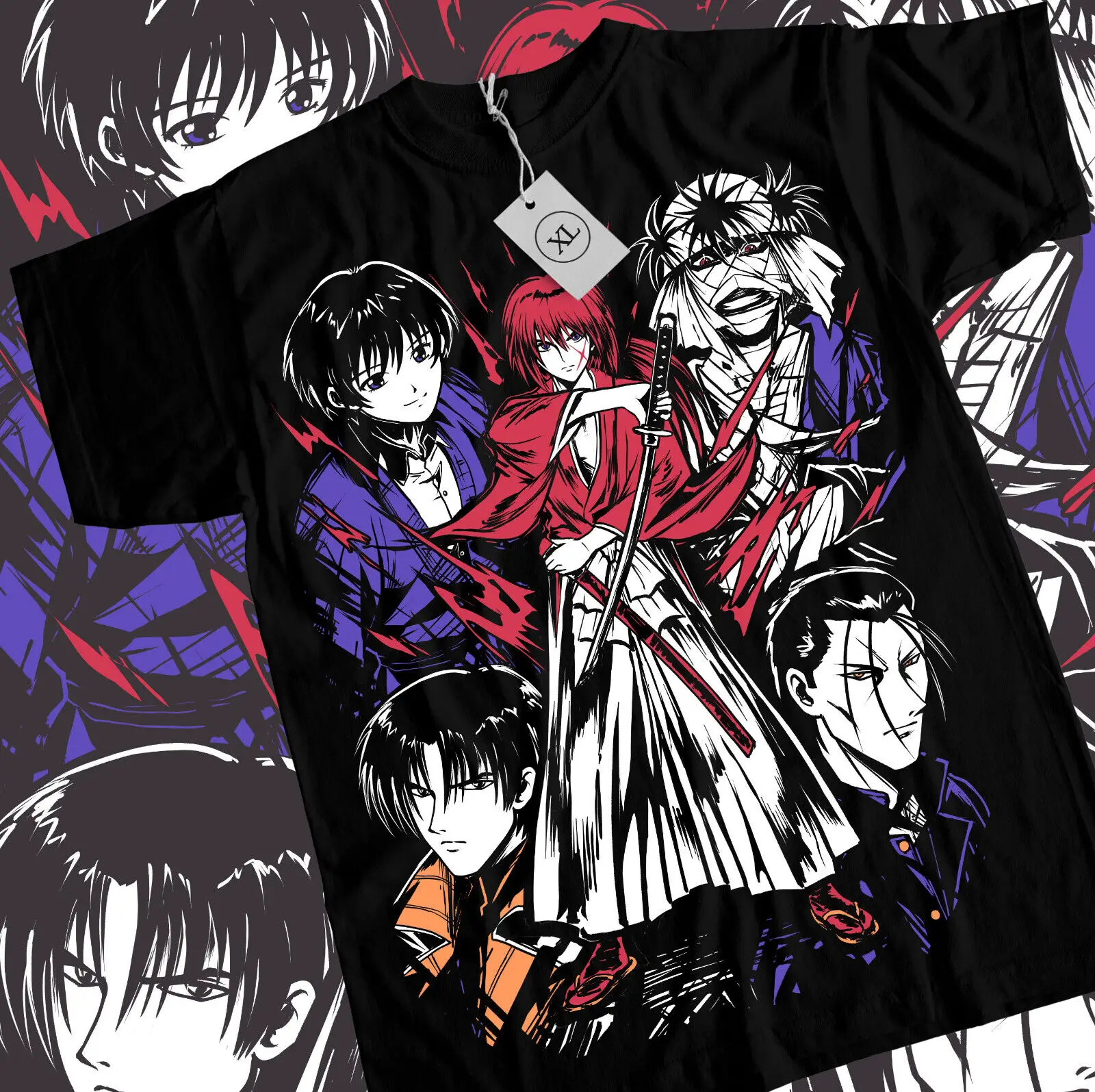 

Rurouni Kenshin Samurai Himura T-Shirt Rurouni kenshin art Black Shirt All Size