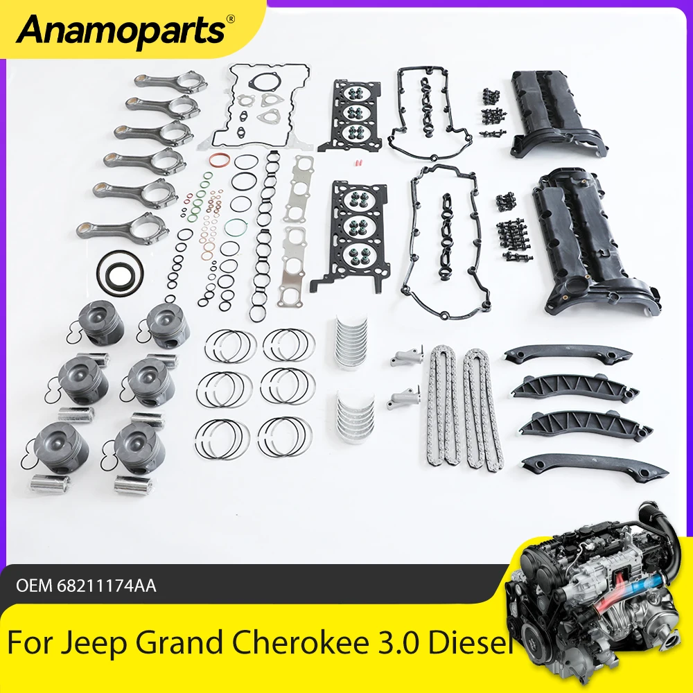 

Engine Full Head Gasket Set For Jeep Grand Cherokee Ram 1500 3.0 3.0L Diesel EXF Overhaul Repair Kit Main Connecting Rod Bearing