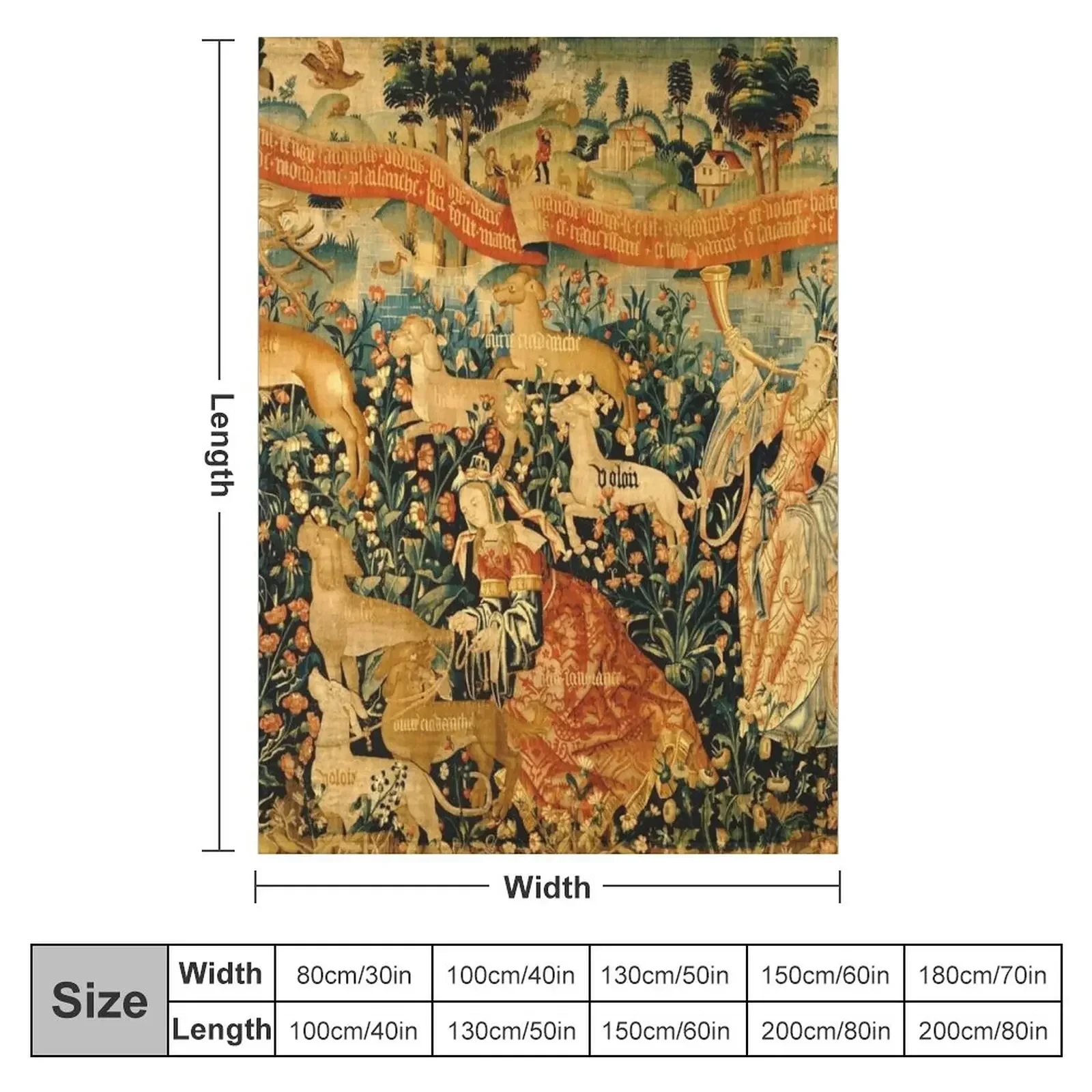 MEDIEVAL DEER HUNTING SCENE WITH LADIES AND DOGS Antique Tapestry Throw Blanket decorative Heavy Blankets