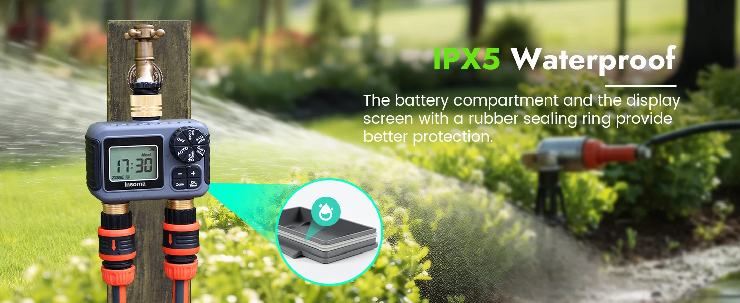 Dual Outlets Smart Irrigation Bewässerungssystem Automatischer Wassertimer Sprinkler Wasserhahn Schlauch Programmierer für Garten im Freien – Detail 8