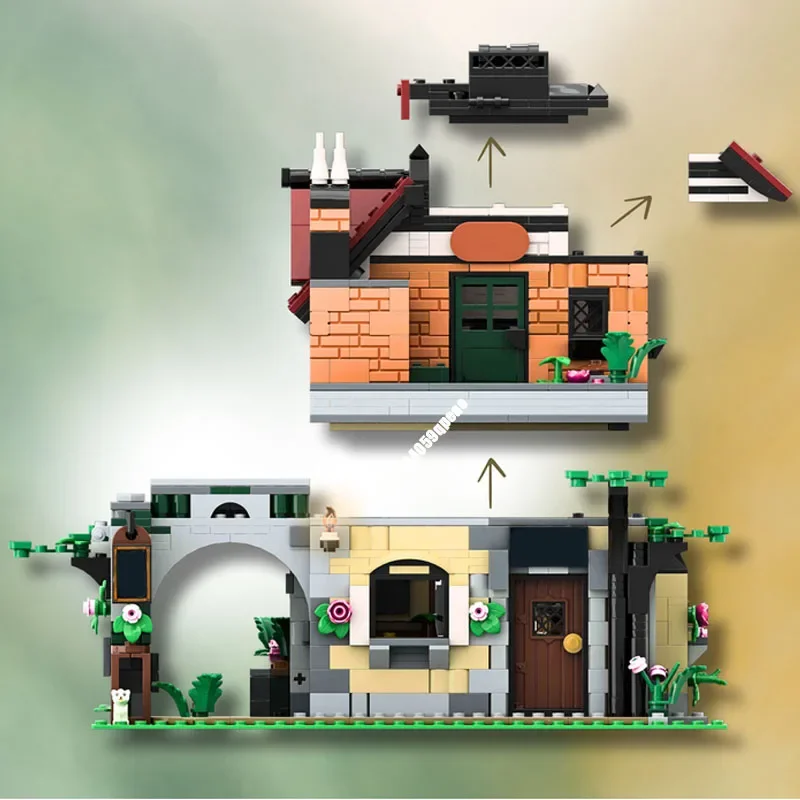 Nieuwe 1917 Stuks Moc Europese Middeleeuwse Street View Old Guarded Inn Model Aangepaste Puzzel Diy Creatieve Ideeën Kinderen Speelgoed Verjaardagscadeau10350