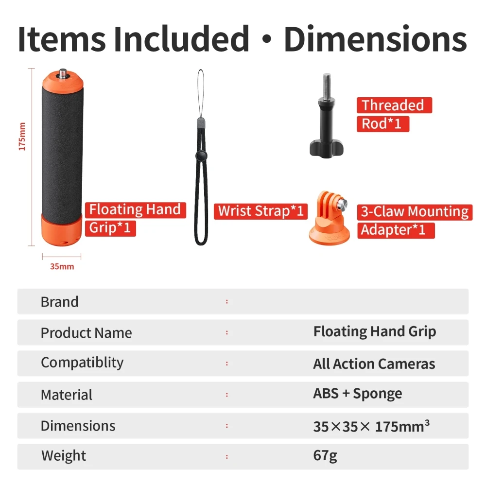

For Insta360 X5 X4 Ace Pro 2 Sports Camera Buoyancy bar for DJI Osmo Action 5 4 and Other Sports Cameras anti-sinking Handle