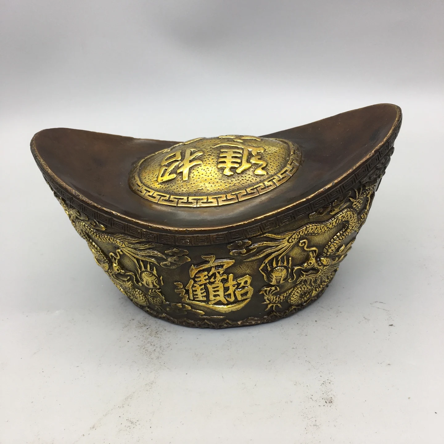 

Bronze gilded wealth gathering ingots, home living room foyer wealth attracting ornaments, opening ceremony