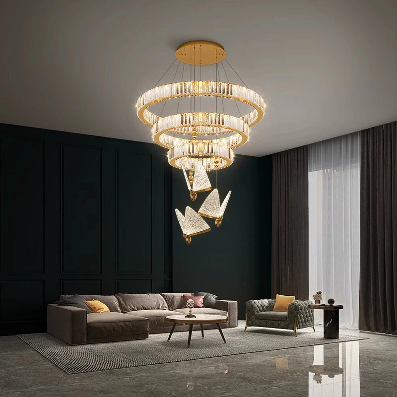 

Modern home decoration crystal chandelier, stair Pendant lamp, living room Pendant lights, interior lighting