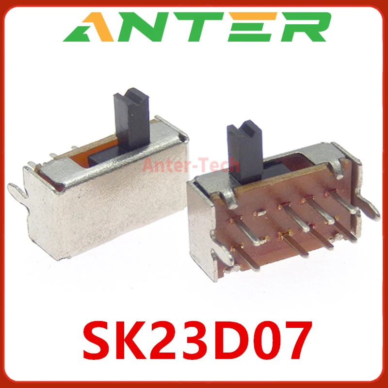 10PCS SK23D07 8 Pin PCB 3 Position 2P3T DP3T Miniature Slide Switch Side Knob SK23D07VG4 Handle high 4mm