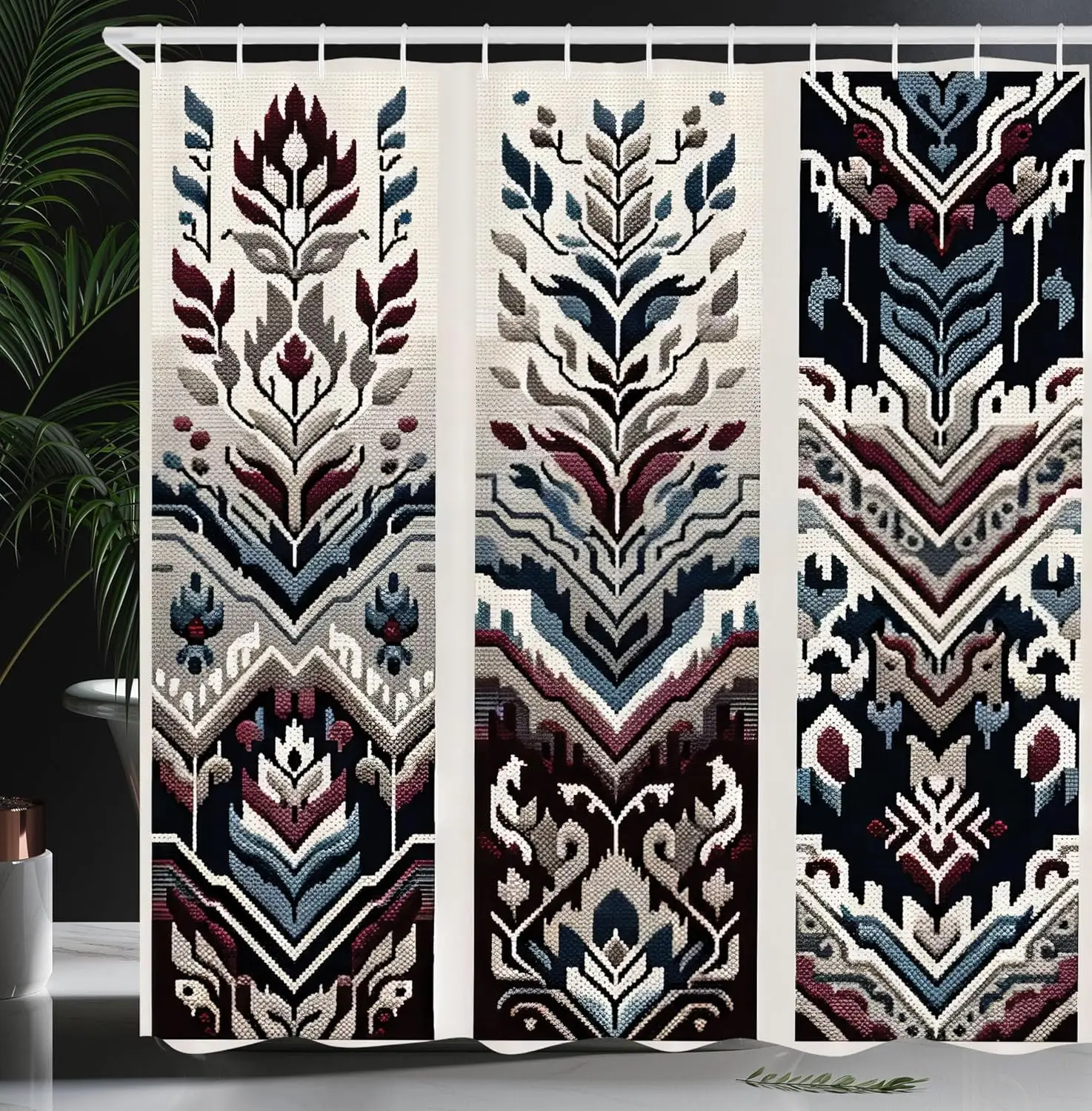

Занавеска для душа с этническим узором и геометрическим и цветочным дизайном, водостойкая ткань, этнический декор для ванной комнаты в стиле бохо, трендовая продукция