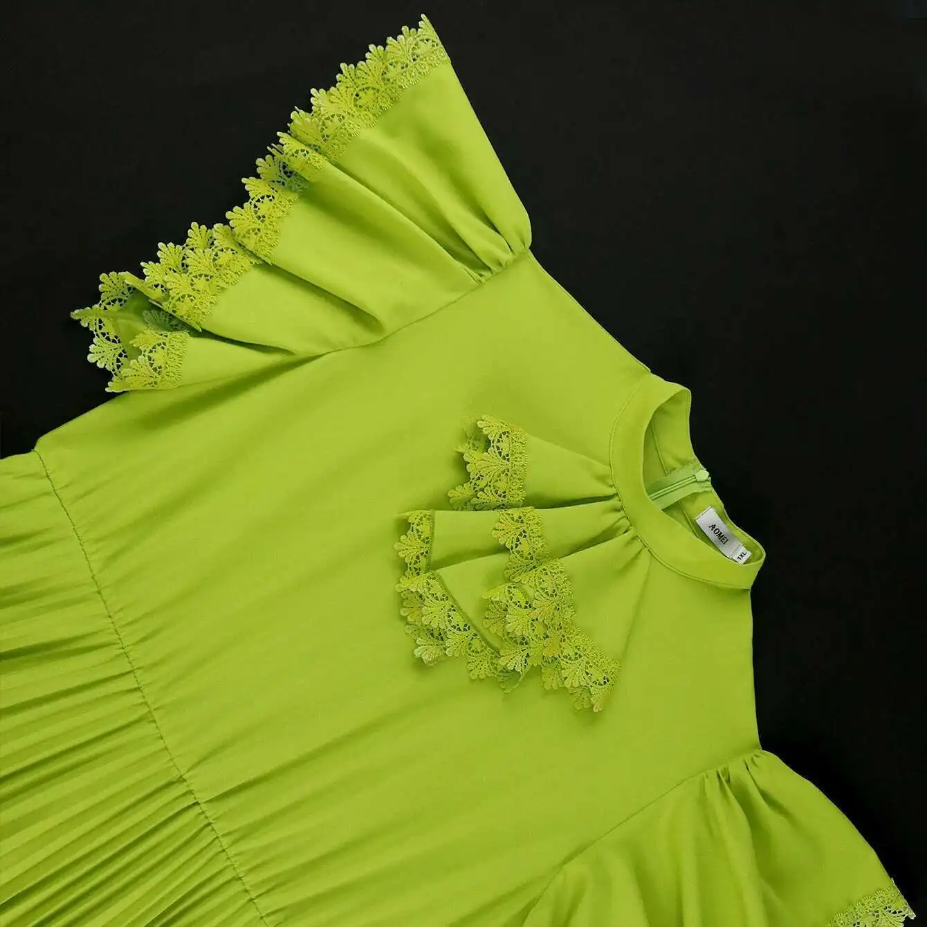 AM 040301   Modna i elegancka zielona spódnica w kształcie litery A Party bankietowa plisowana spódnica z wysokim stanem