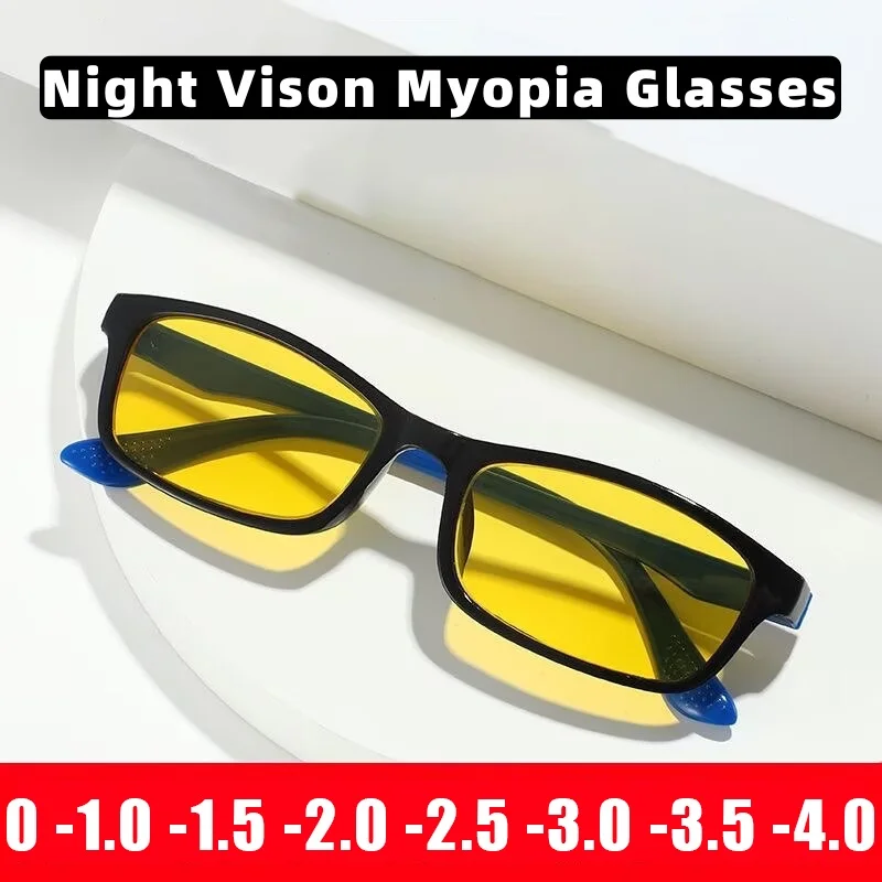 

High-Definition Night Vision Myopia Glasses Anti-Glare and Anti-Bright Light Eyewear Classic Driving Shades Diopter 0 To -4.0