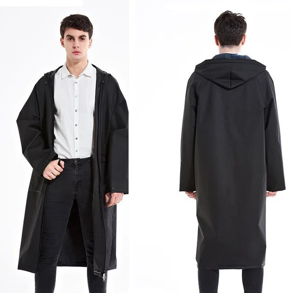 

3PC Black EVA Zipper Raincoat Adult Coverall Rain Bib Overalls Waterproof Outdoor Portable Poncho for Men Women