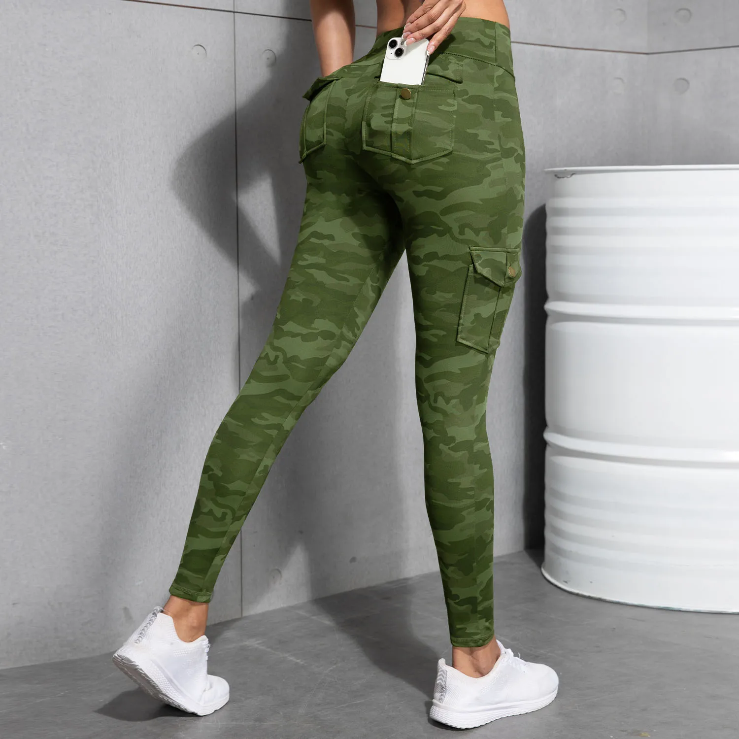 Women's Camouflage Printed Sexy Cargo Leggings Sports Daily Tight Pants High Waist Slim Fit Tight Pant
