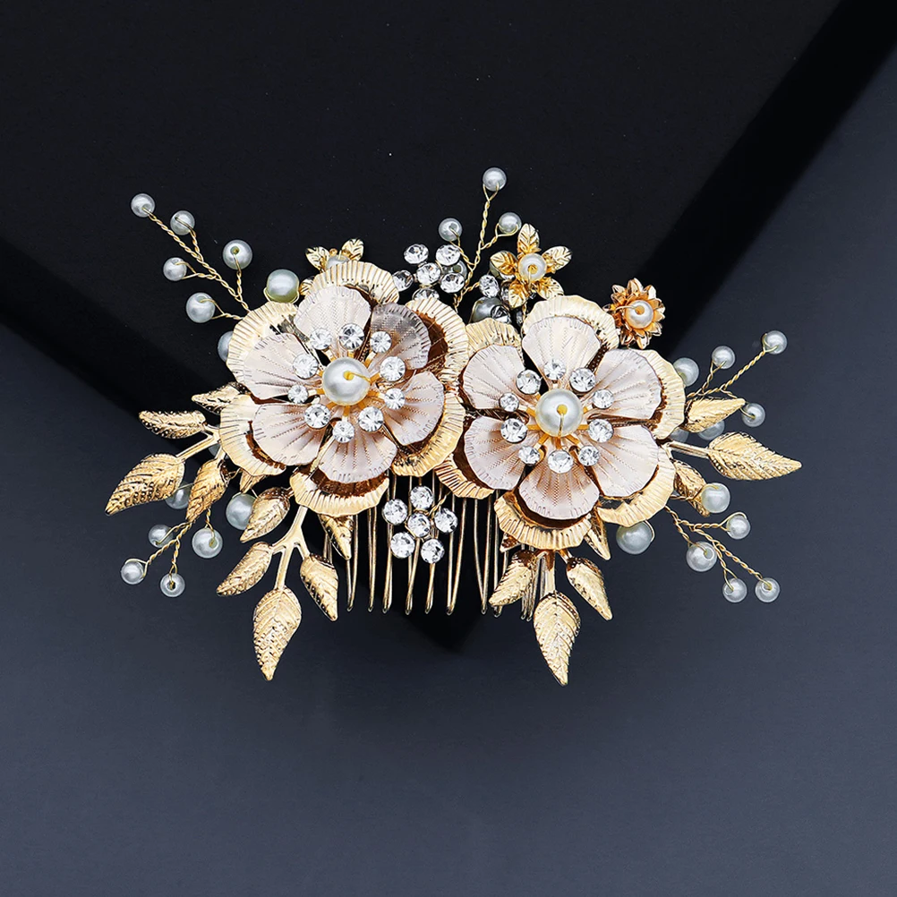 

Vintage Flower Hair Comb Alloy Crystal Bridal Hair Accessory Wedding Party Headpiece Elegant Hair Ornament