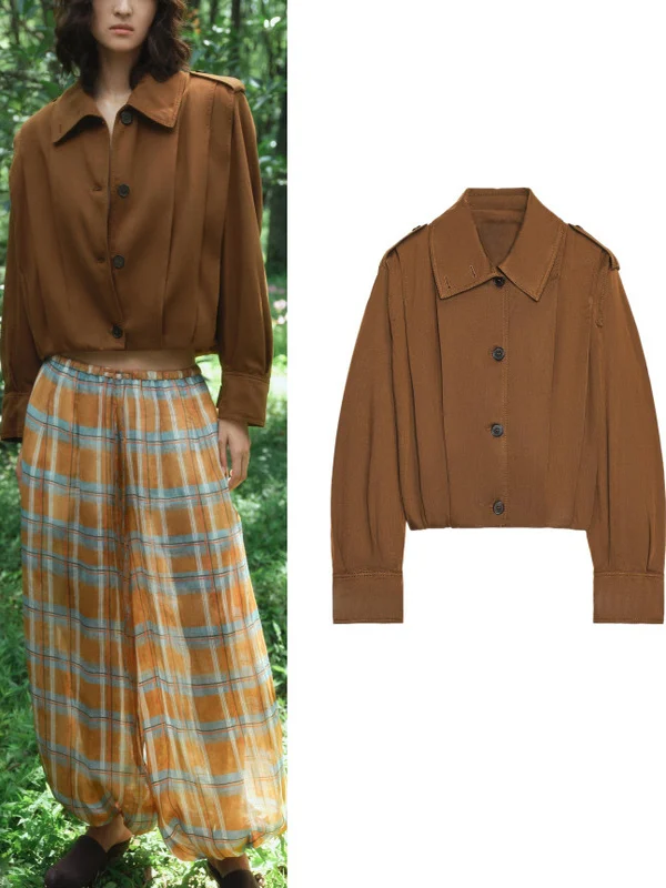 

Новая осенняя повседневная женская верхняя одежда с длинным воротником Sve irt Faion и плиссированным декором на бретельках, пальто Utili Sle ort для La...