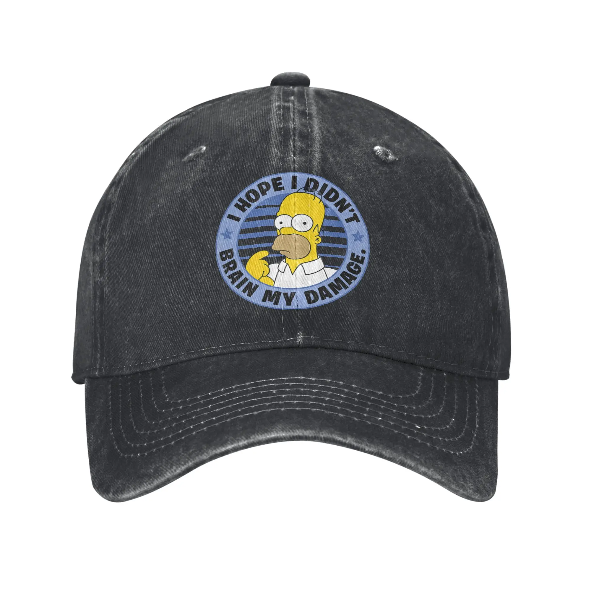 Casual The Simpson Homer I Hope I Didn't Brain My Damage Baseball Caps Unisex Style Distressed Washed Headwear Soft Caps Hat