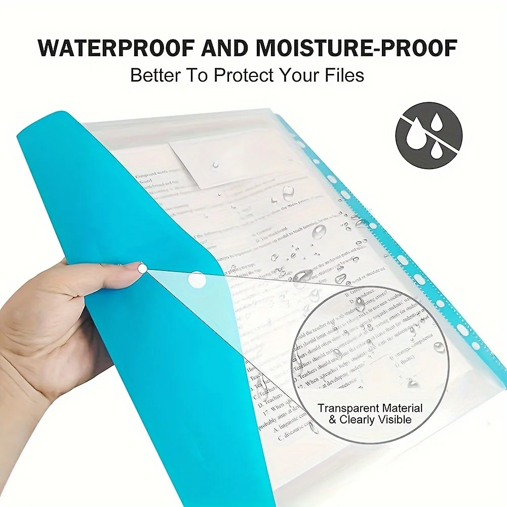 6 قطعة مغلف بلاستيكي مع أزرار لاصقة و11 فتحة مجلد ملفات حقيبة توسيع ل 2/3/4 حقيبة ملفات حلقة A4 حقيبة ملفات مكتب المدرسة