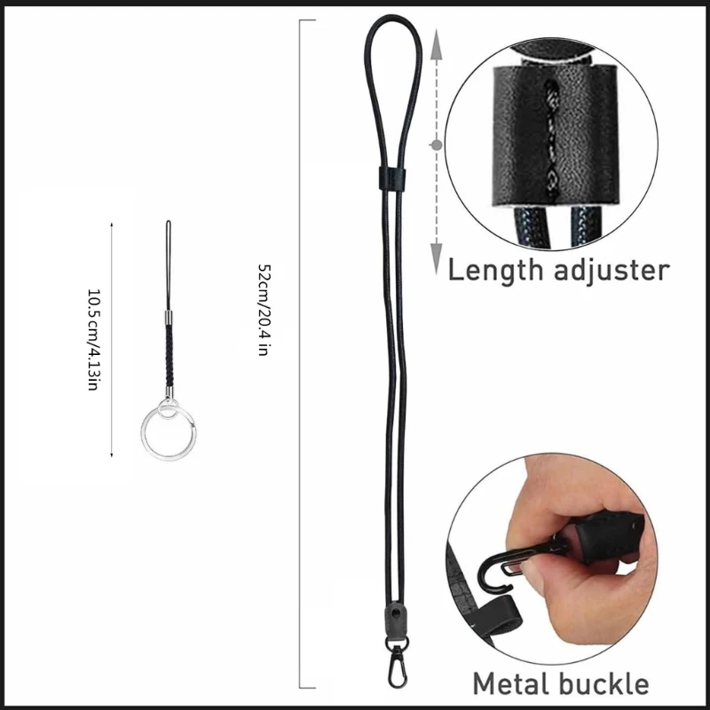 Leather Lanyard with Metal Clip , Long Neck Lanyard Keychain for Key Holder Adjustable Keychain Lanyards