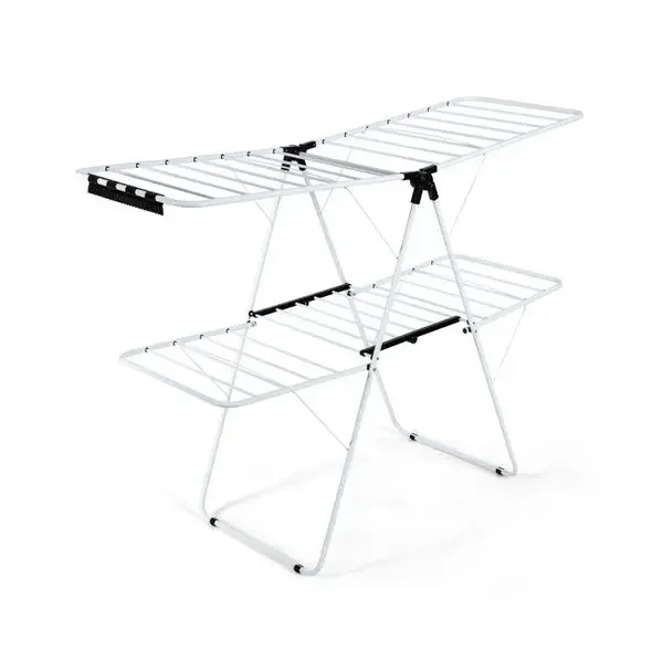 

2-Level Foldable Clothes Drying Rack with Adjustable Gullwing