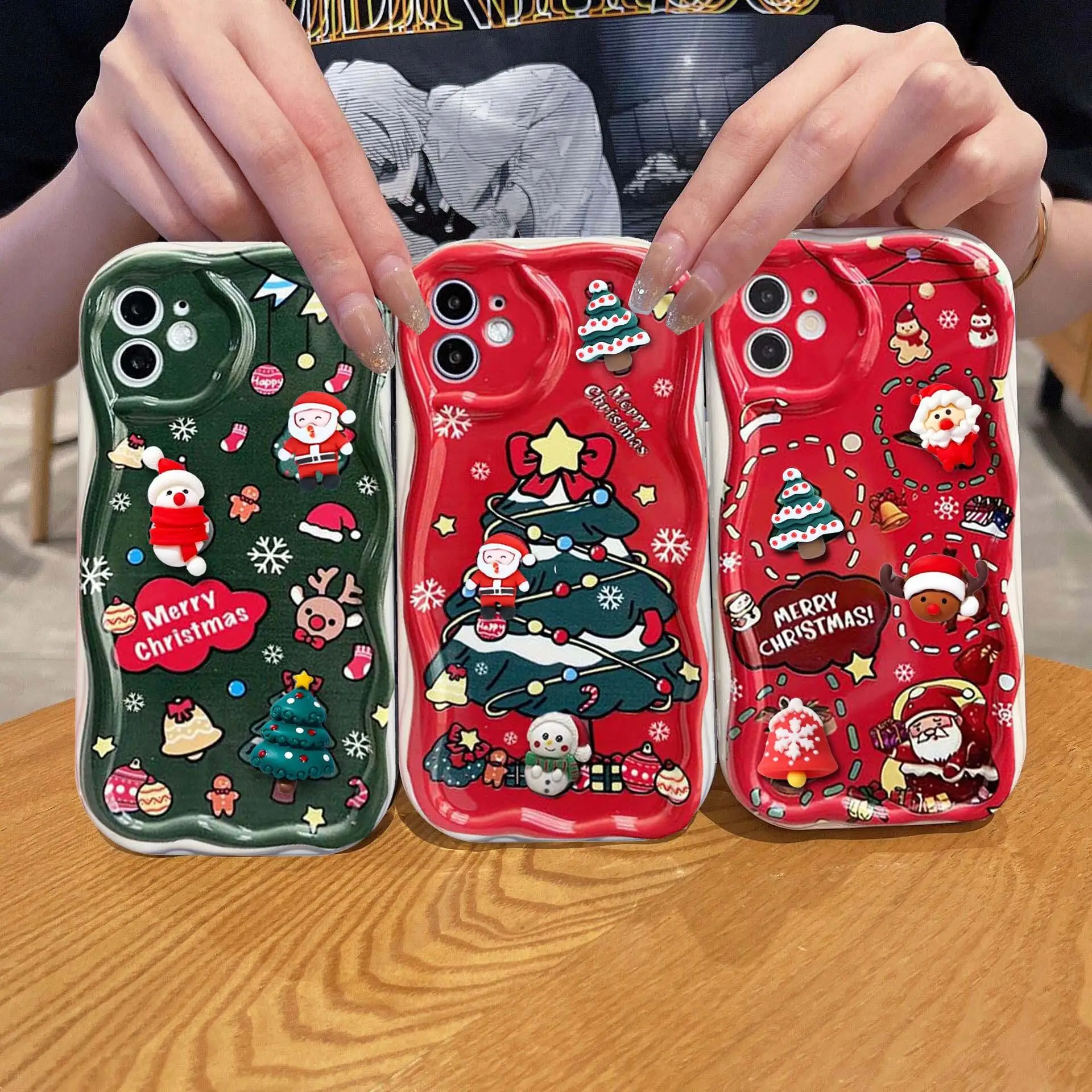 Cute 3D Santa Claus Elk Snowman Christmas Tree Case For Samsung Galaxy A03 A05S A33 A72 A15 A06 A51 A30S S25 Ultra Plus Cover