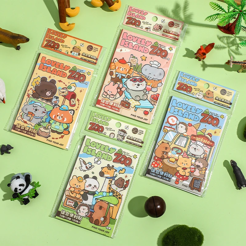 15/60 Sheets Cartoon to-do list Memo Pad Ins Cute Animal City Handbook Decoration Message-Leaving Note Stationery Supplies