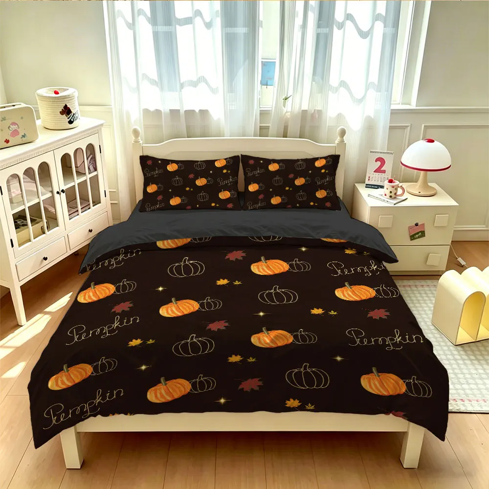3pcs/Set 90g Polyester Black Base Pumpkin-Maple Leaf Pattern Comfortable Design Home Decorative Accessories