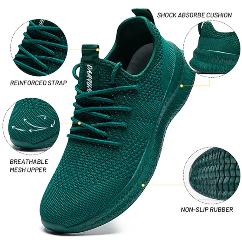 Fujeak Ultralight Breathable Mesh Sneakers for Men Non-slip Casual Running Shoes Fashion Classic Solid Colour Shoes Plus Size 46