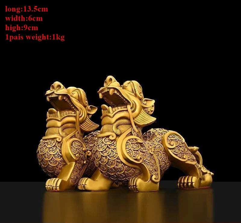 1 أزواج فنغ شوي النحاس الشجاعة الثروة الحلي متجر افتتاح غرفة المعيشة المنزلي ديكور الحرف #5