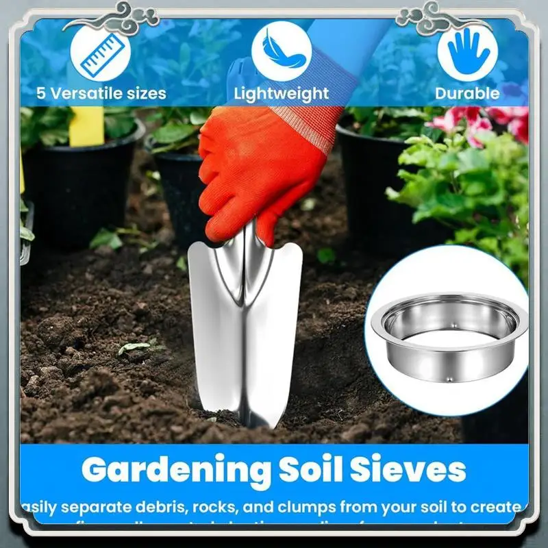 Durable Riddle Sieve Set Forgardening With5 Sizes 8