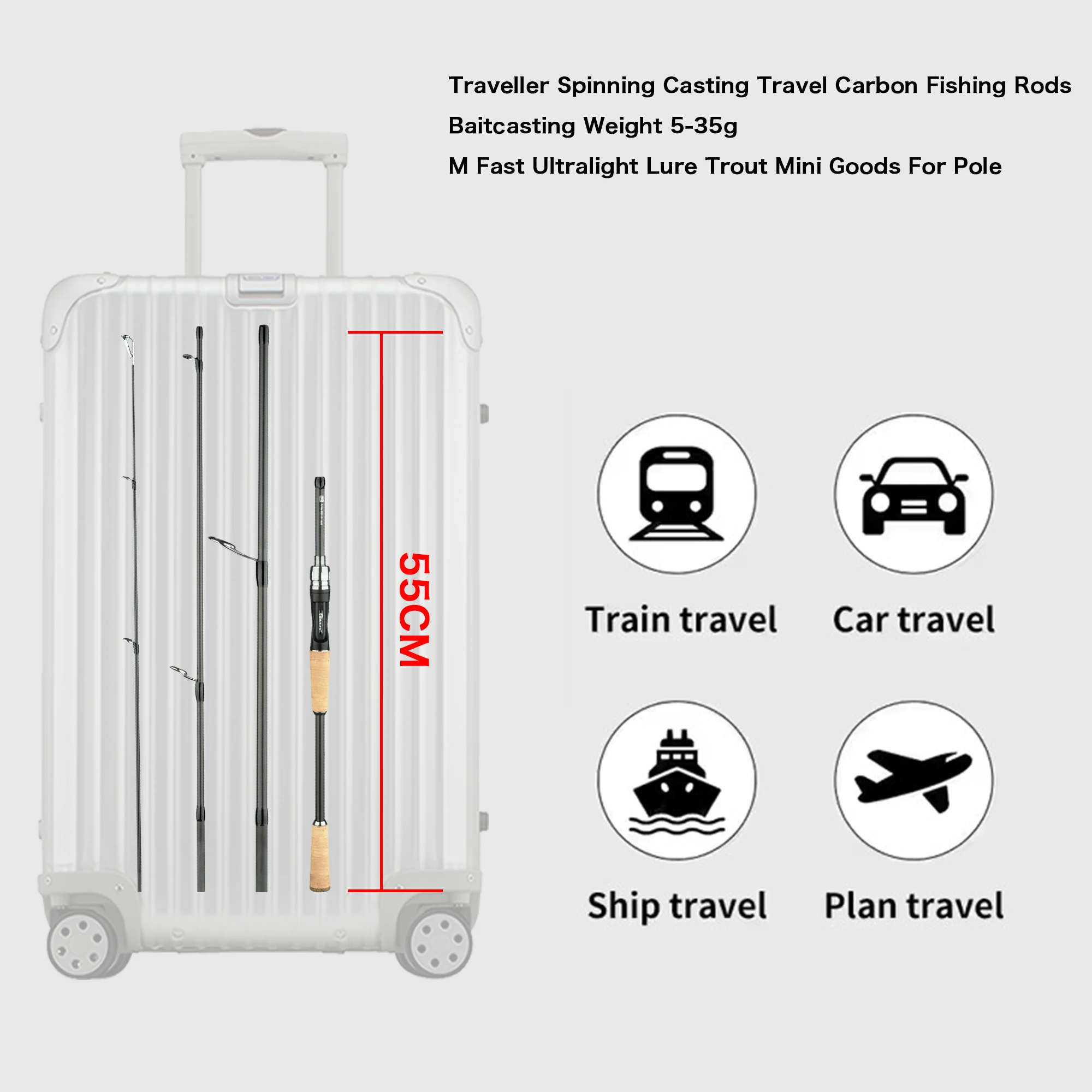 PHISHGER الغزل الصب السفر الكربون الصيد قضبان baitcasting الوزن 5-35 جرام م سريع خفيفة إغراء سمك السلمون المرقط السلع الصغيرة للقطب