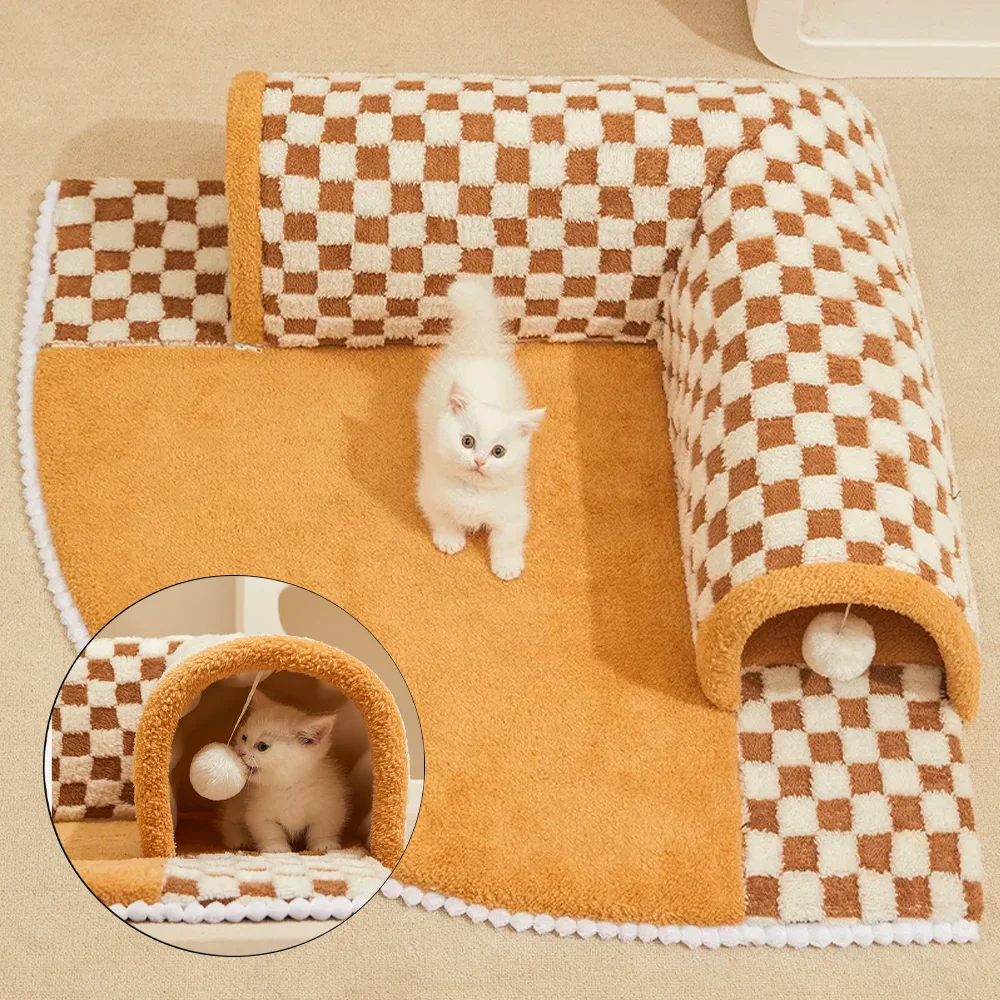 Cat Bed Can Play Cat Tunnel Dog House Bed Kitten Dog Basket Bed Cute Cat House Home Mat Cama Para Gatos Pet Kennel Products