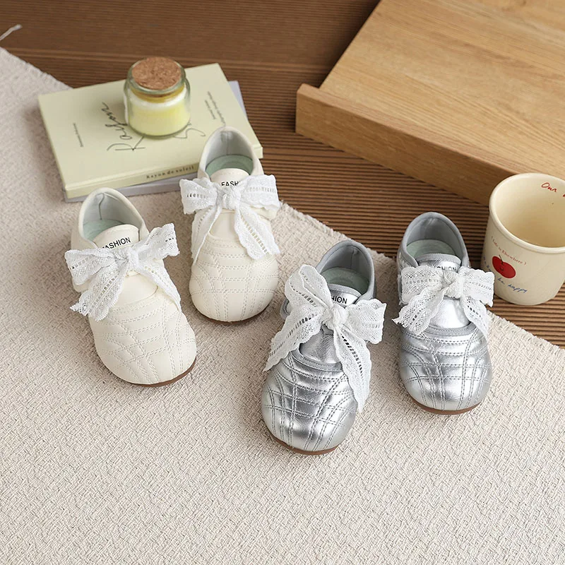 

MILANCEL New Summer Kids Leather Shoes 26-30 Size Solid Color Thin Girls Nude Shoes Korean Cute Lace Children Soft Soled Shoes