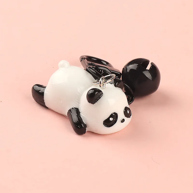 New Cute Giant Panda Cartoon Couple Car Keychain Pendant Internet Celebrity Instagram Bag Pendant Cute Keychain Creative Gift