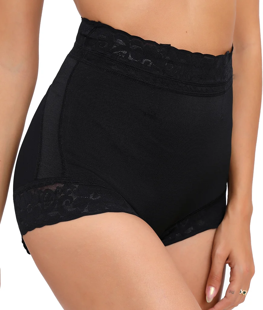 

2 Pack Tummy Control Underwear for Women High Waisted Butt Lifting Panties Lace Breathable Comfortable Briefs