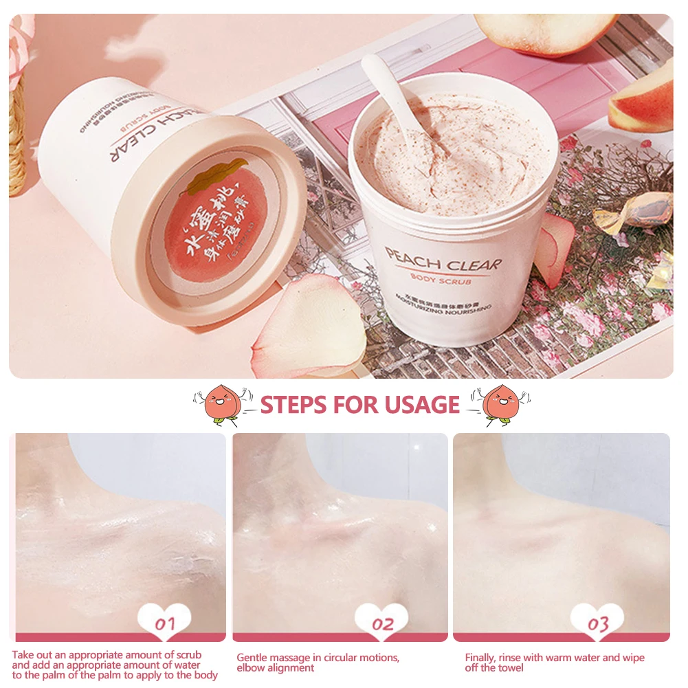 Hot New Juicy Peach Body Scrub Skin Care Whitening Deep Cleasning Remove Cutin And Dead Skin Fast Shipping