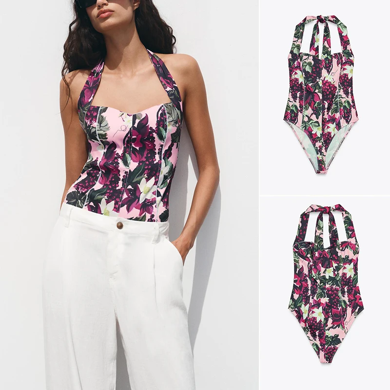 

Весенне-летние новые женские цельные брюки с принтом и узлом, оригинальные брюки прямого кроя из полиэфирного волокна