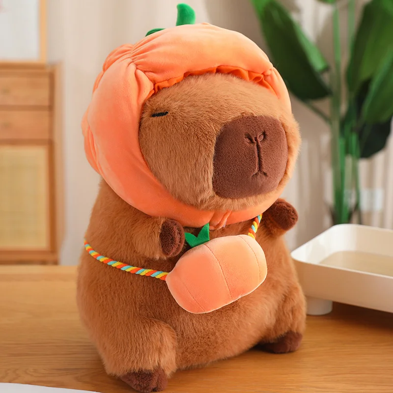 New Vegetables Hat Capybara Plush Toy Simulation Capibara With Carrot Eggplant Pumpkin Stuffed Animals Birthday Gift