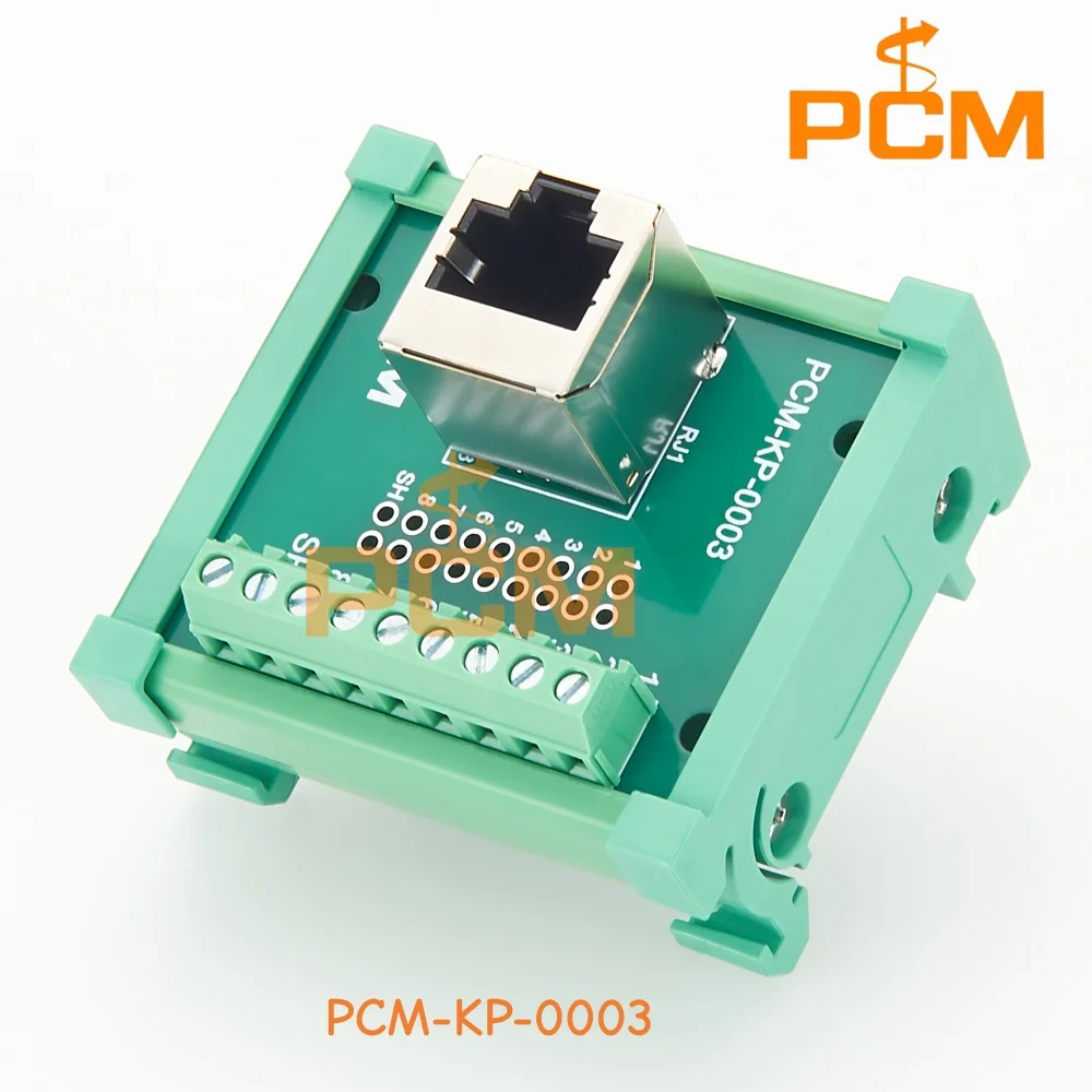 DIN Rail Mount RJ45 To Screw Terminal Block Breakout Board Ethernet Network Interface Module For Industrial Wiring