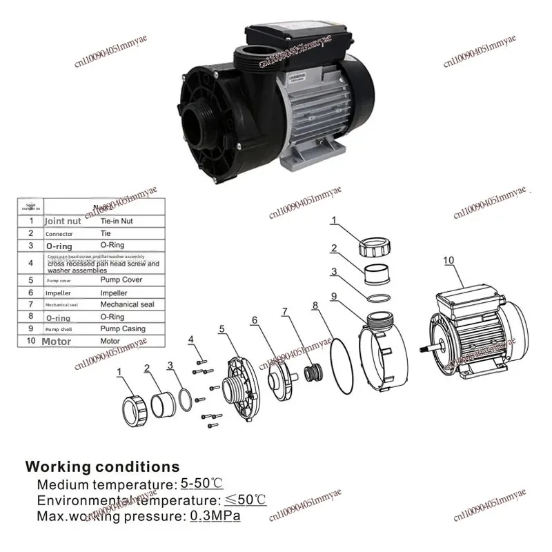 

Hot selling WTC50 seawater circulation pump, WTC50M swimming pool bathtub pump
