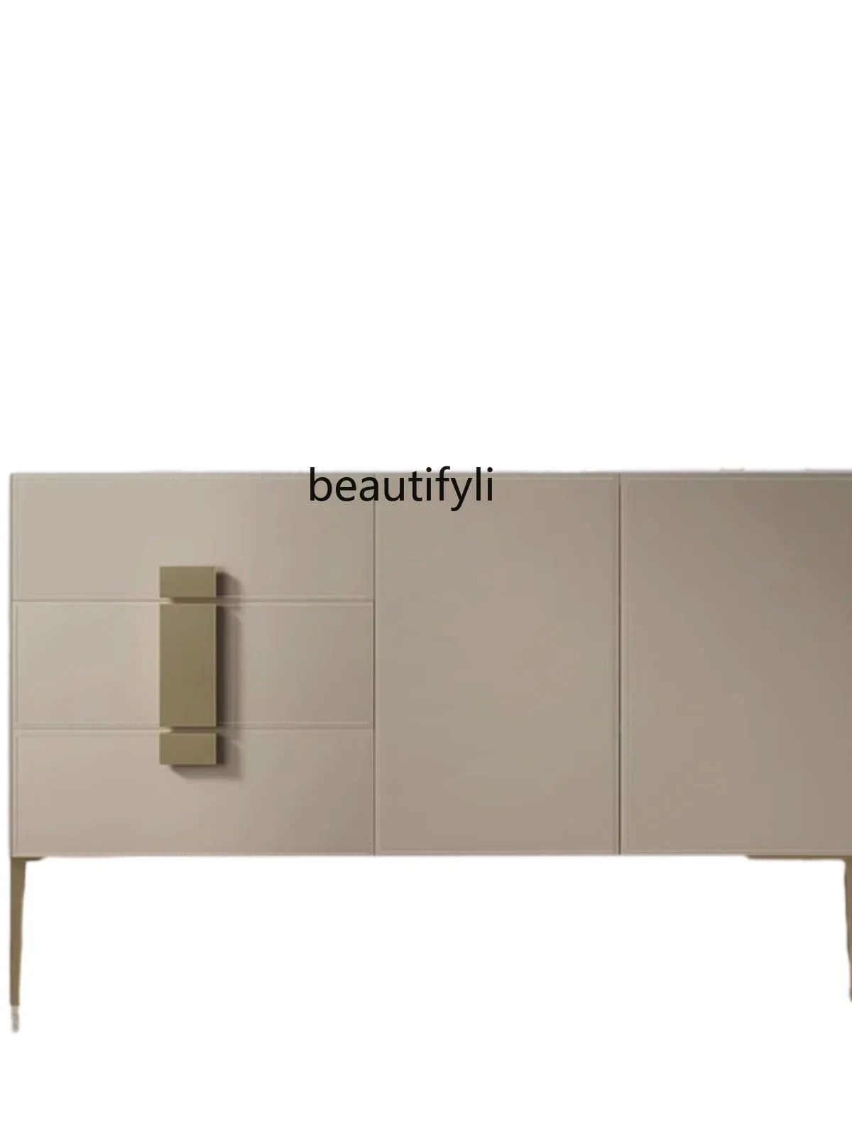 

Saddle Leather Sideboard Cabinet Stone Plate Modern Simple and Light Luxury Integrated Wall Shoe Cabinet Solid Wood Cabinet