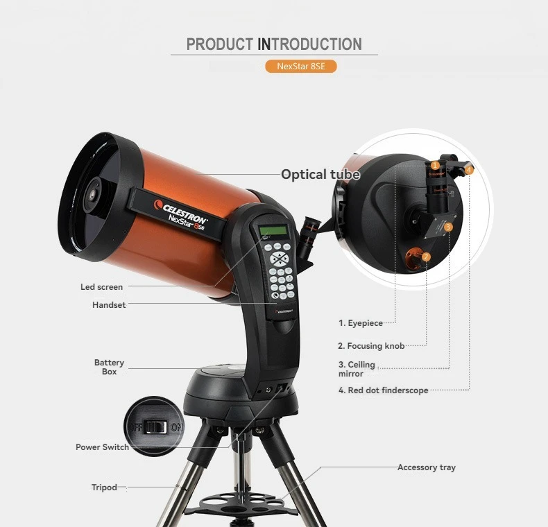 Celestron 8SE Astronomical Telescope Intelligent Automatic Star Search Professional Stargazing High Magnification HD