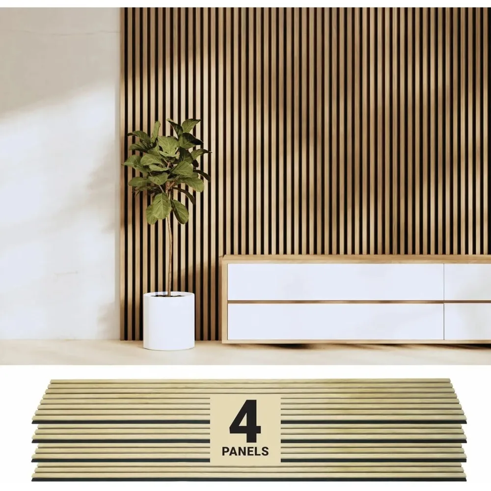 

4PK Wall Wood Panels, 94.49” x 12, Soundproof Wall Panels for Decor, Acoustic Slat Wood Wall Panels