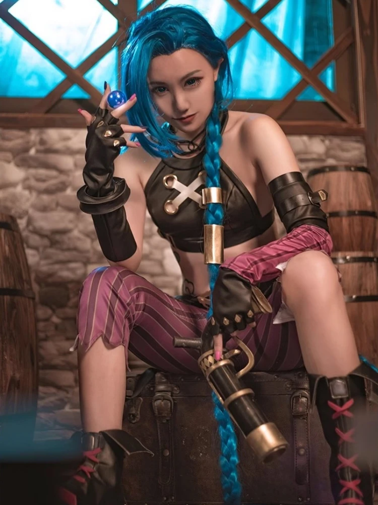 Jinx Cosplay League Of Legends LOL Jinx Arcane Cosplay Costume Game Suit Halloween Carnival Party Role Play Clothing