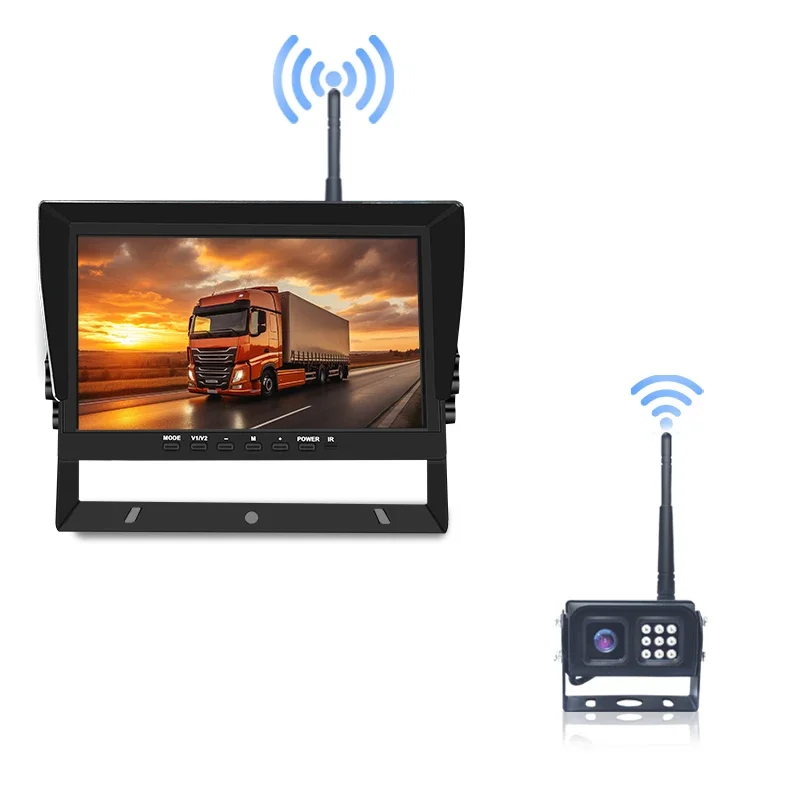 Quad Split 10.1 inch Display Dvr System Wireless WIFI Camera Kit Vehicle Security Blind Zone System