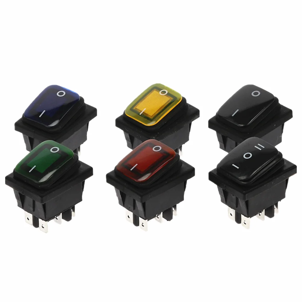 1Pcs KCD4 on-off  20A/250V 6 pin DPST IP67 Sealed Waterproof T85 Auto  Marine Toggle Rocker Switch with LED 220V 30x22