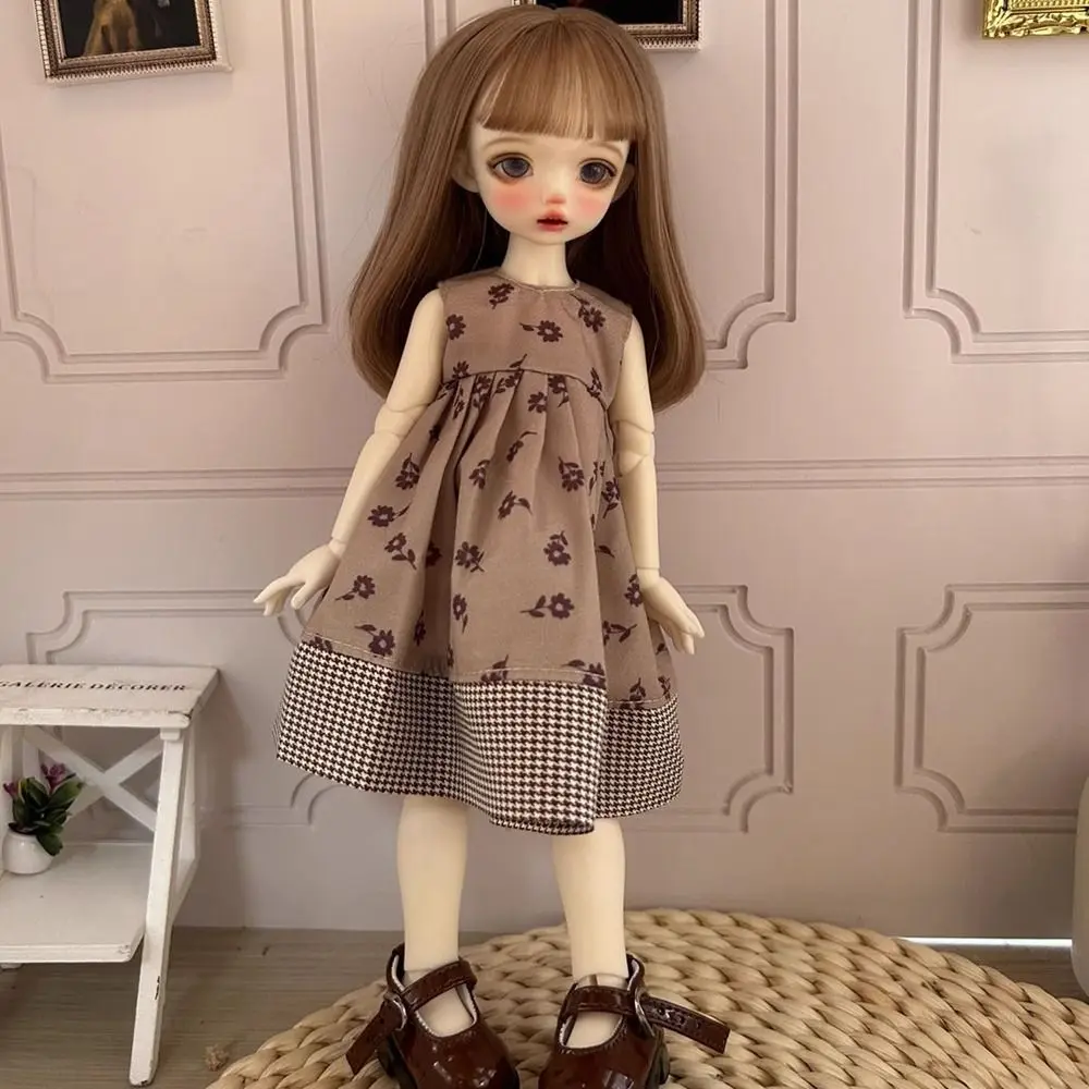 Boneca elegante roupas casuais vestidos de renda boneca princesa floral impressão saia vestidos para 1/6 bjd 30cm bonecas acessórios diy