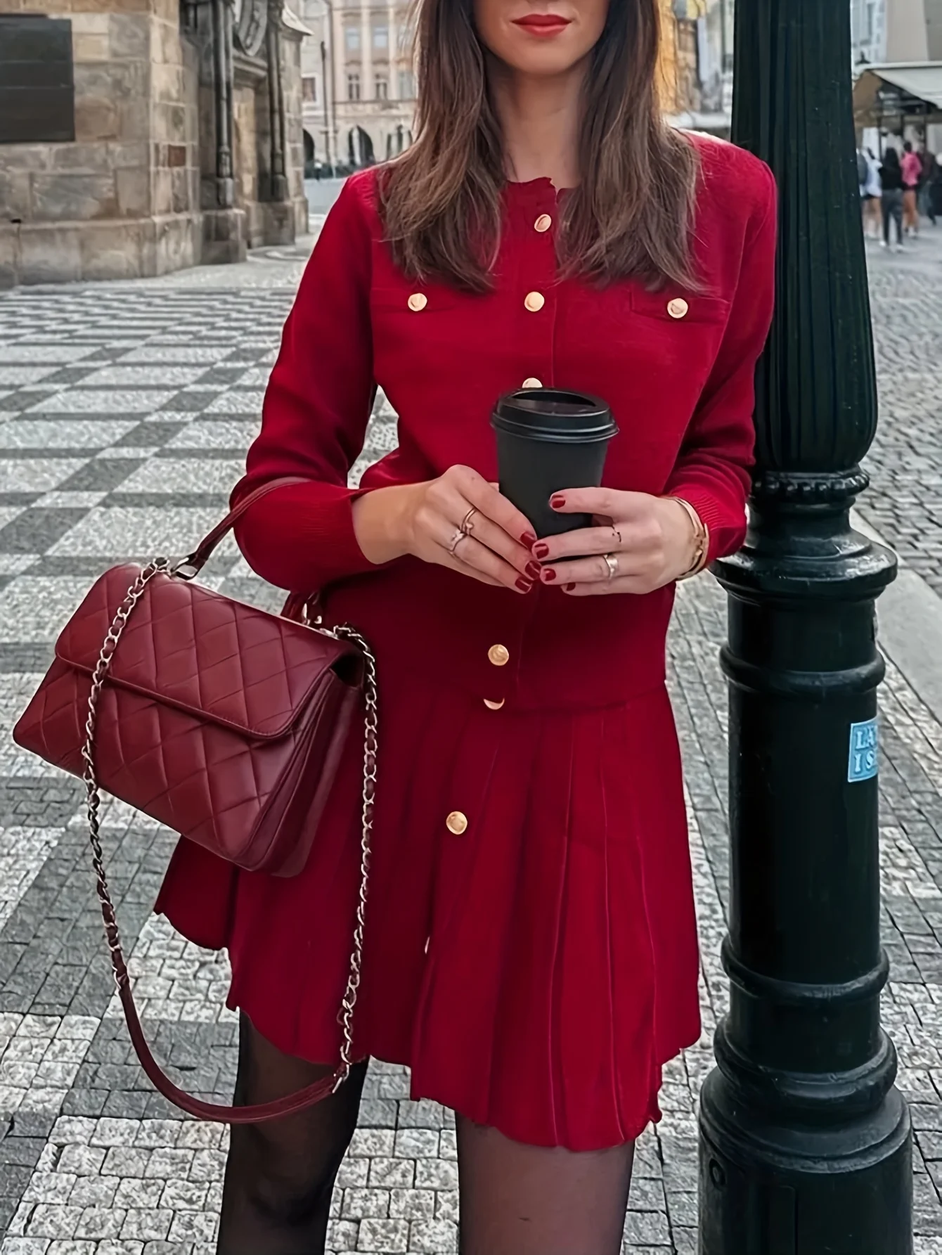 Women's New Autumn Winter Solid Color Matching Outfit Long Sleeve Fashion Casual Ribbed Daily Simple Elegant Chanel-Style Cardig