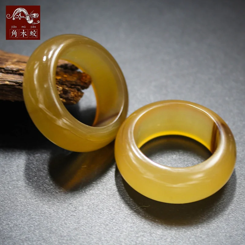 

Small ring made from hornwood and yak horn in natural color for couples