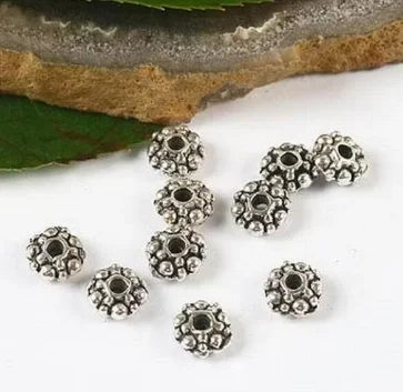 

100pcs 6mm ,hole 1.5mm Alloy charms tibetan silver studded spacer beads for jewelry making HWH2839