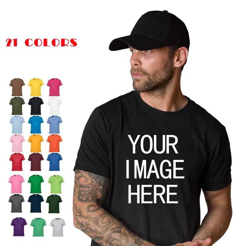 Sin logotipo, precio, 100% algodón, manga corta, cuello redondo, camiseta para hombre, Tops, impresión personalizada, su propio diseño, marca,