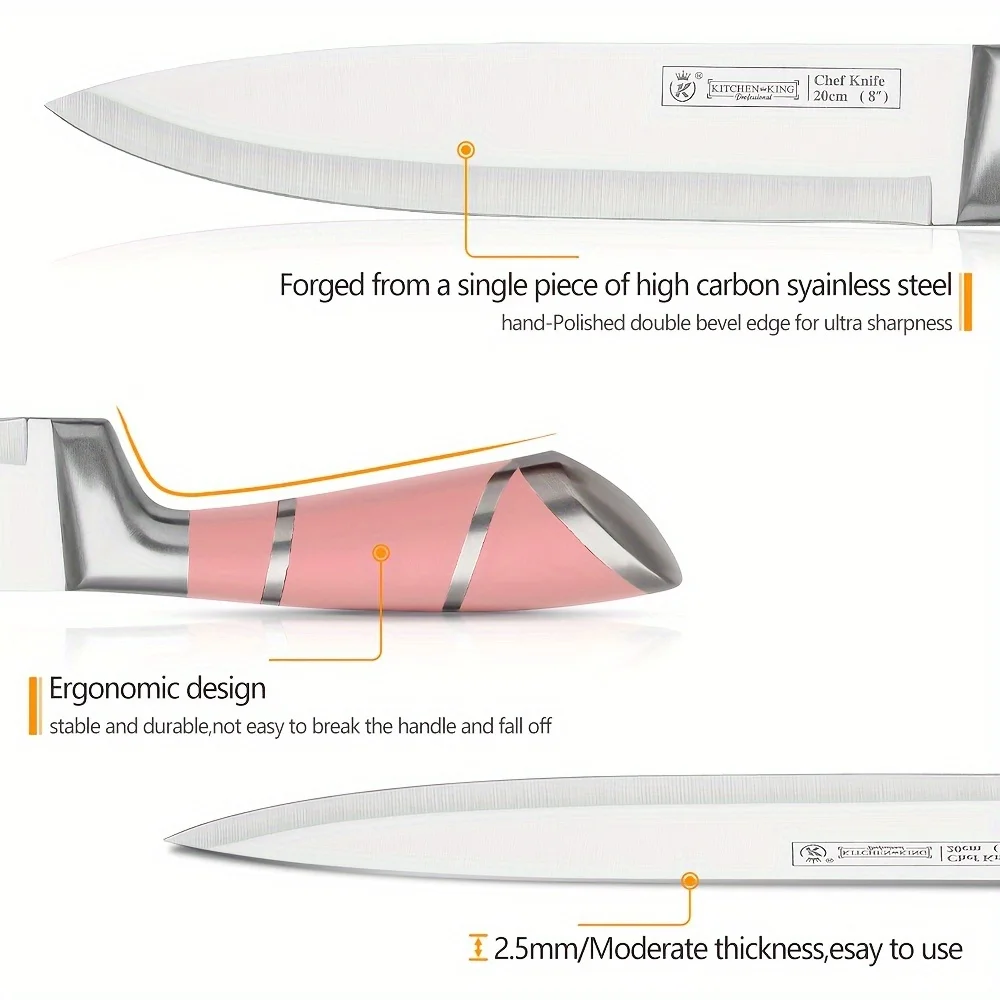 MDHAND 9 Pcs Kitchen Knives Set With Acrylic Stand Chef Bread Cleaver Paring Knife Scissors Sharpener Meat Chopping Vegetable