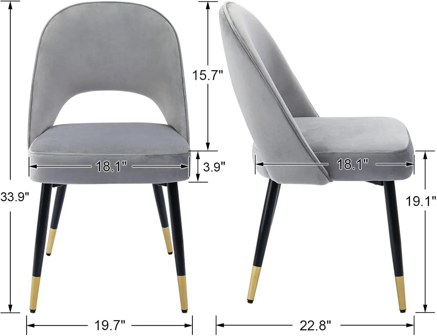 Modern Dining Chairs Set Of 4, Arml Upholstered Velvet Dining Kitchen Chairs With Open Ba And Metal Legs,Farmhouse Dining Room