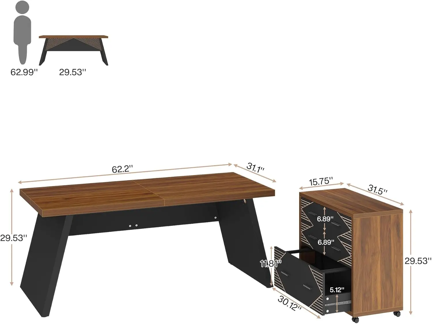 Tribesigns L-Shaped Executive Desk, 62